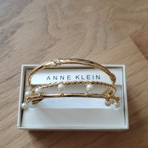 Set of 3 Anne Klein gold bangles